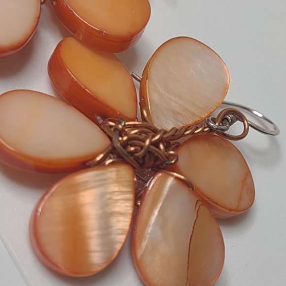 Flower Shaped Shell Earrings With 925 Hooks - Picture 10 of 13